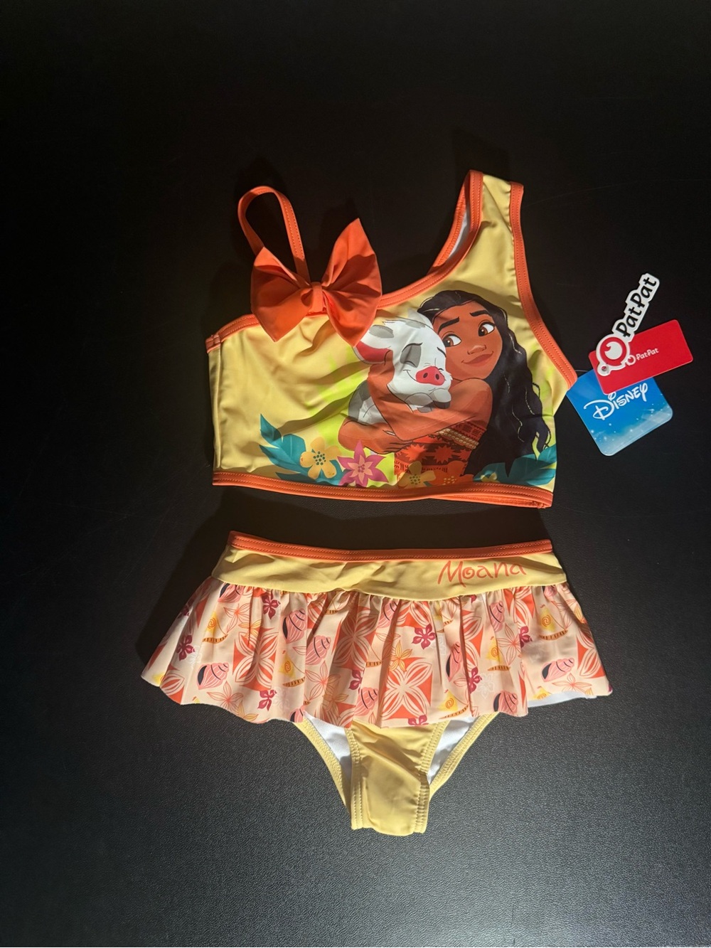 PatPat, Disney Moana and Pua, Girl’s 4Y/5Y, two-piece Ruffle Skirt swimsuit. New